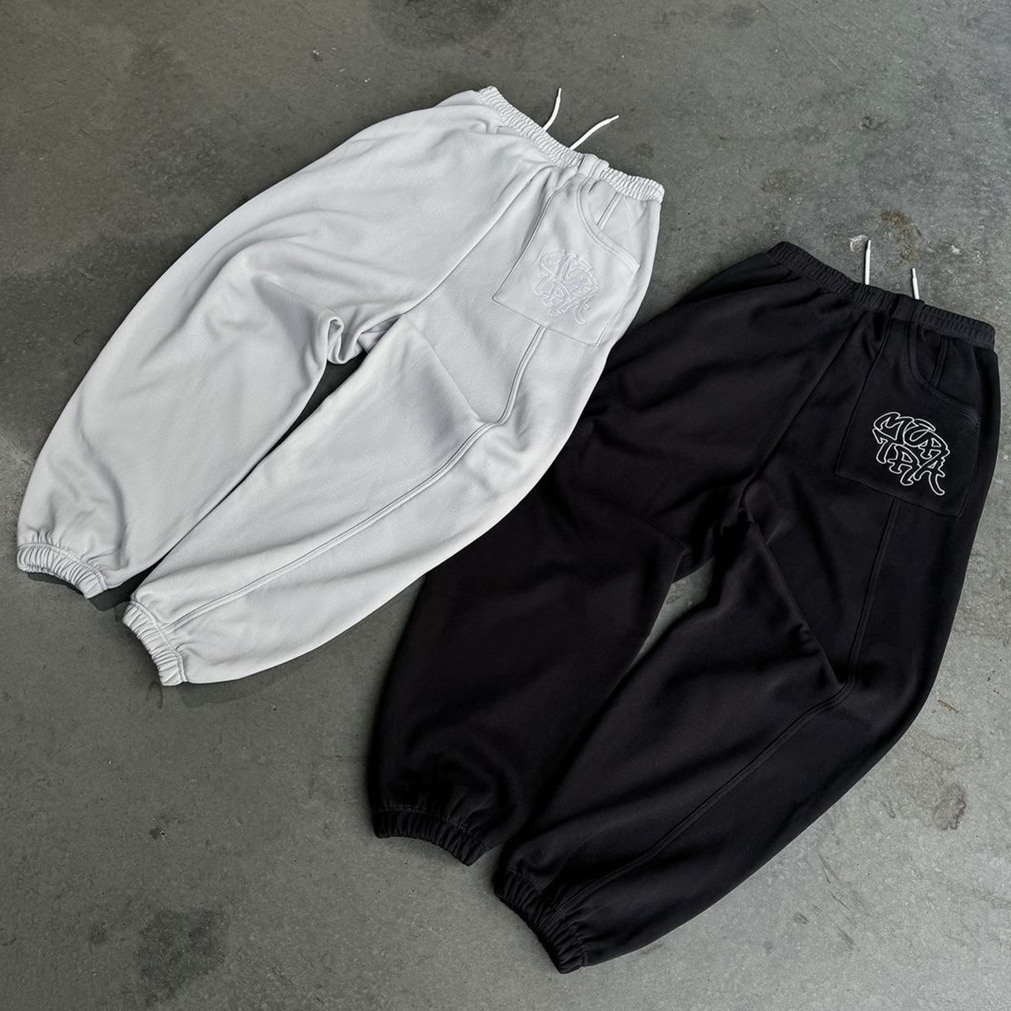 美式小众街头嘻哈刺绣卫裤男宽松束脚裤抽绳运动休闲裤潮牌格雷系