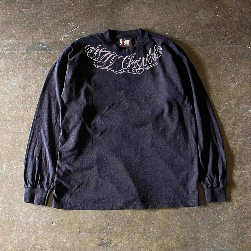 美式复古宽松情侣款百搭长袖T恤