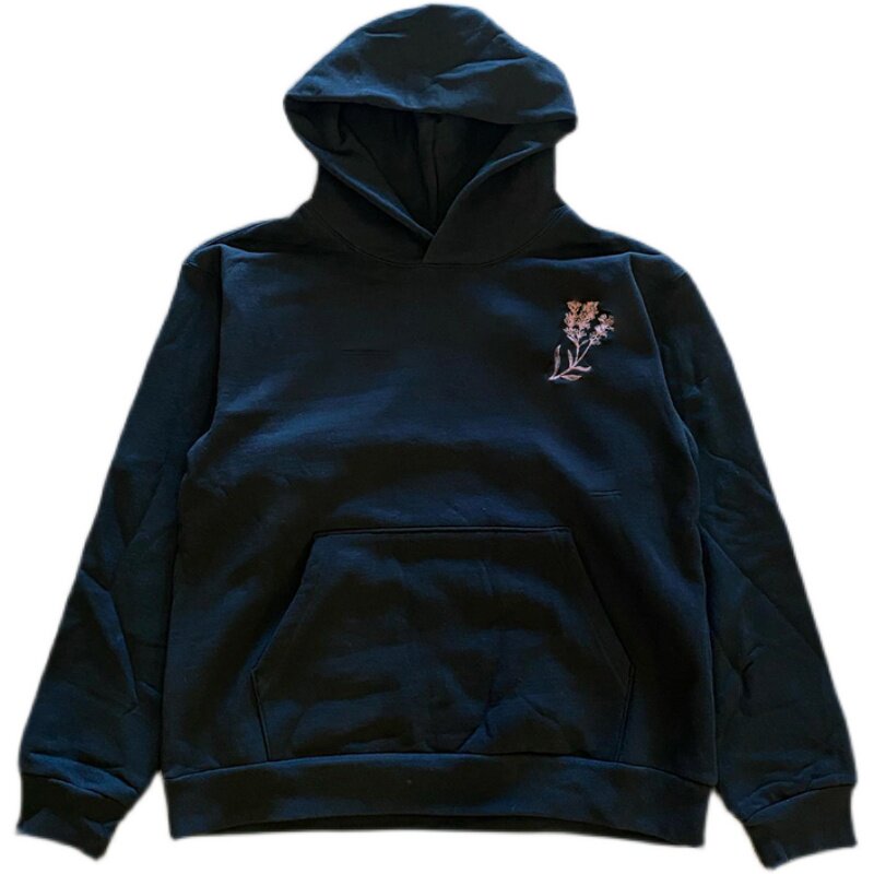 7VN7VN7VN 라벤더 꽃 홍콩 스타일 남성과 여성 커플 틈새 디자인 빈티지 후드 티셔츠