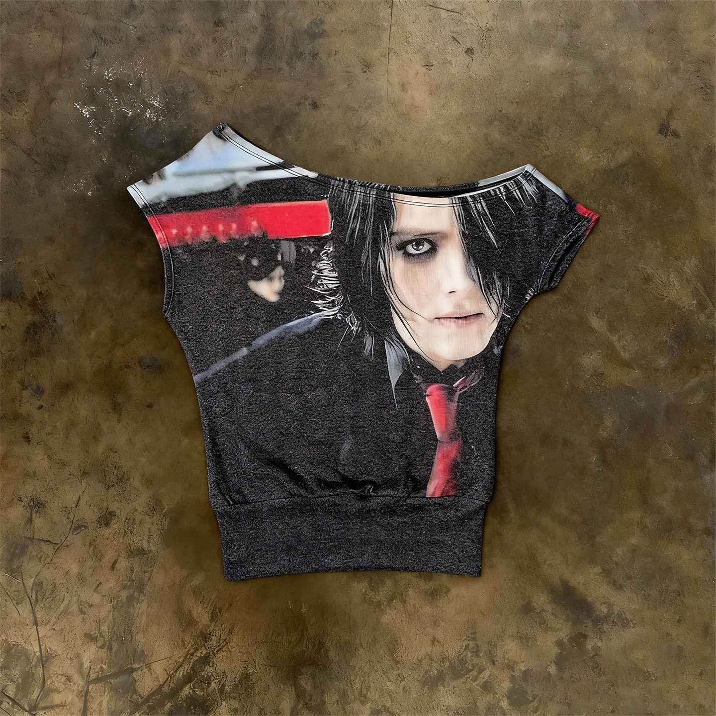 y2k hoodie~美式复古暗黑风摇滚短袖T恤女宽松斜肩不对称辣妹上衣,女装/女士精品,T恤,淘宝优惠券,粉丝福利购,淘宝优惠卷