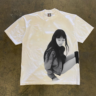 栗山千明短袖 90s90s90s 小领口 复古280克重磅纯棉 T恤 只做美式