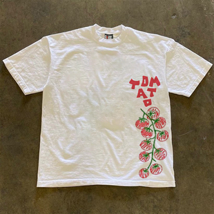 原创孤品感 T恤男女圆领印花上衣百搭潮牌白色 260克重磅纯棉短袖