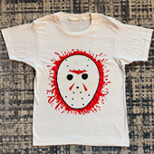 90s90s90s美式 T恤女 百搭小众宽松圆领情侣短袖 复古重磅 冰球面具