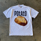 Potato T恤百搭宽松上衣 短袖 好吃土豆港风男女情侣款 小众设计时尚