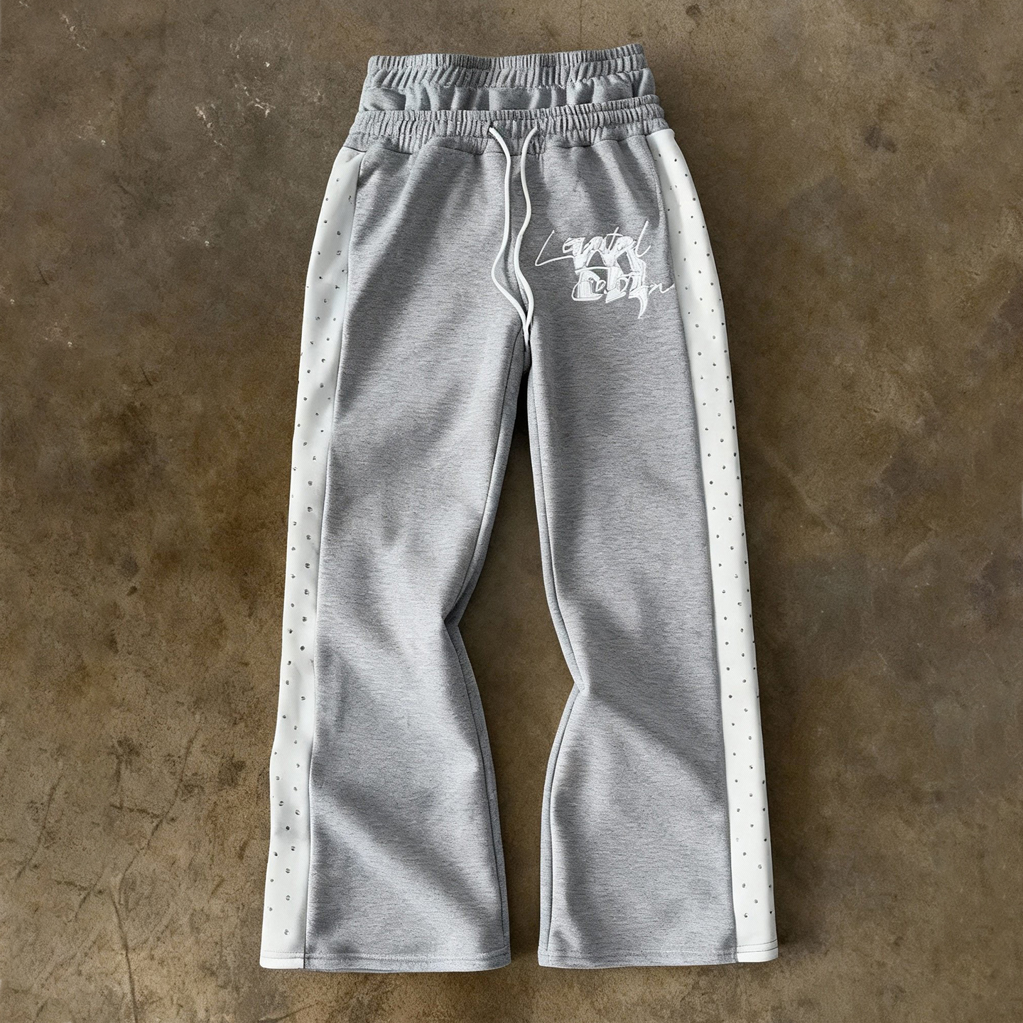 y2k hoodie美式小众街头休闲风运动卫裤男女宽松直筒抽绳灰色裤子