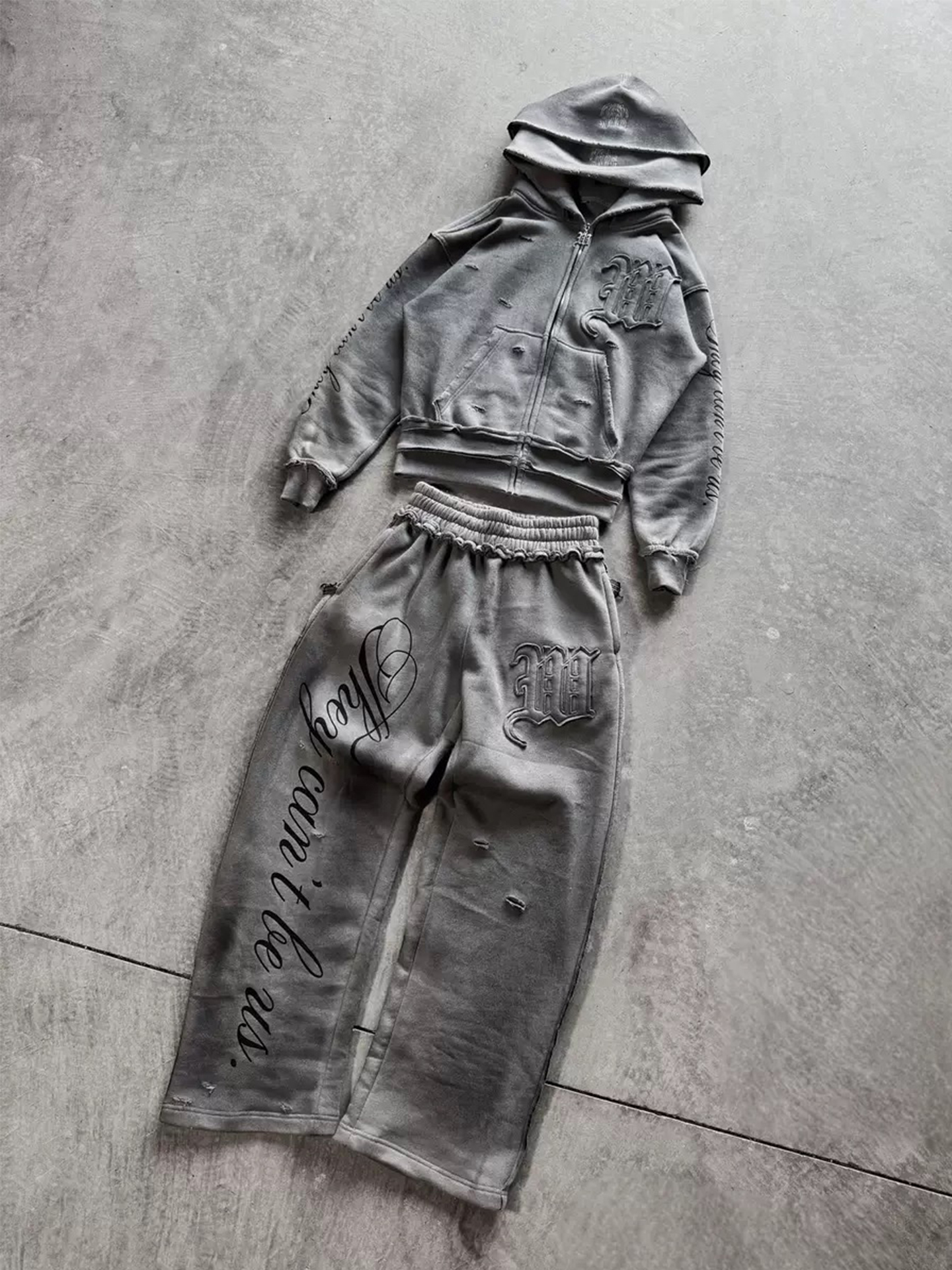 thumbnail for oversize American niche retro hip-hop style hooded suit women's autumn and winter loose sports two-piece set explodes the street trend