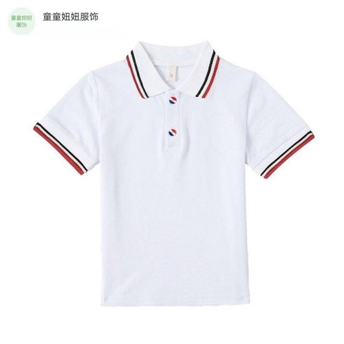 幼儿园园服小学生校服班服夏季短袖纯棉POLO衫表演白色儿童套装