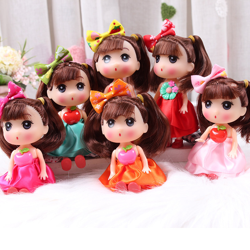 12cm迷你迷糊洋娃娃挂件儿童人物搪胶公仔玩具套装送女生圣诞礼物