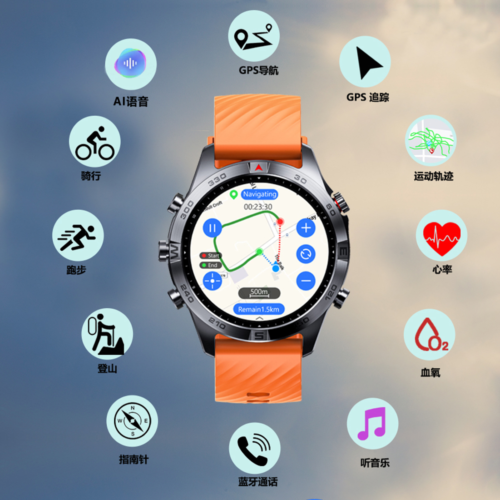 松路北斗GPS运动手表离线地图