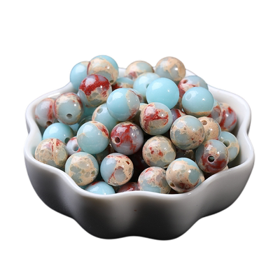 寿山石散珠diy手工手链编织圆珠