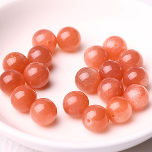 天然太阳石散珠子橙月光diy手工串珠水晶手链编织圆珠饰品日光石