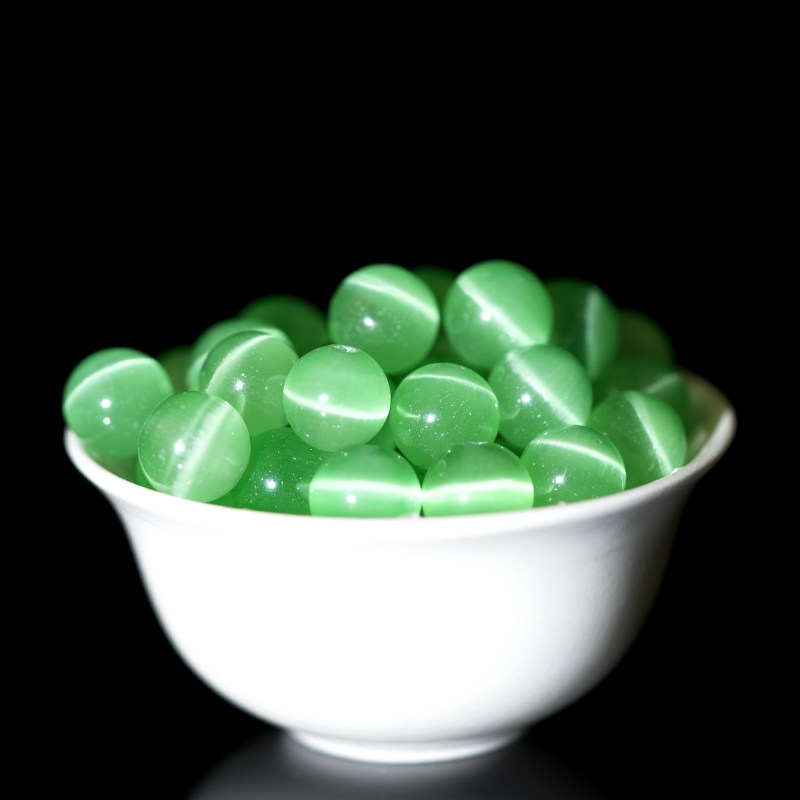 浅绿色猫眼石散珠diy手工串珠圆珠编织手链项链饰品配件材料包