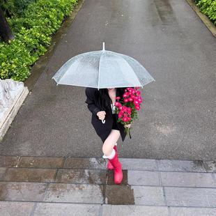 氛围感透明雨伞高颜值学生加大加厚韩系超轻家用加固长柄 下雨天