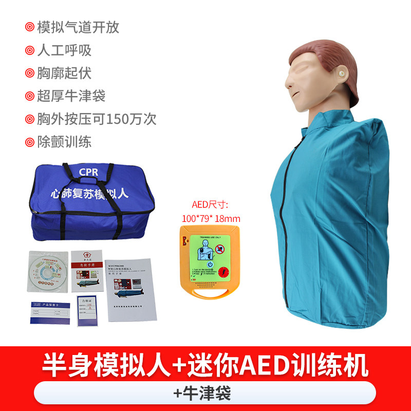 半身心肺复苏模拟人胸外按压人工呼吸胸廓起伏假人急救训练模型
