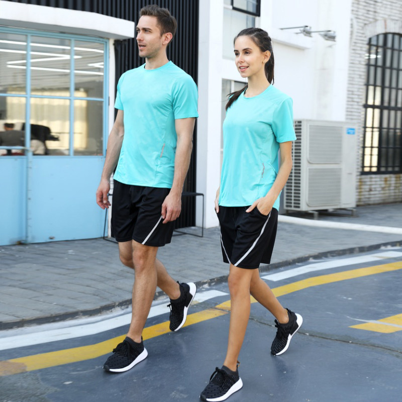 速干跑步运动衣套装男女健身房夏季衣服篮球训练装备宽松短袖t恤