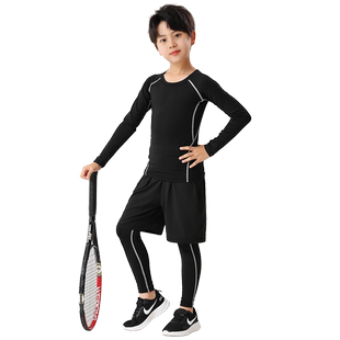 儿童运动紧身裤打底裤速干裤训练衣服套装男足球裤篮球裤训练长裤