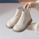 真皮软皮软底米白色短靴女2026新款 春秋妈妈单靴平底休闲靴子女鞋