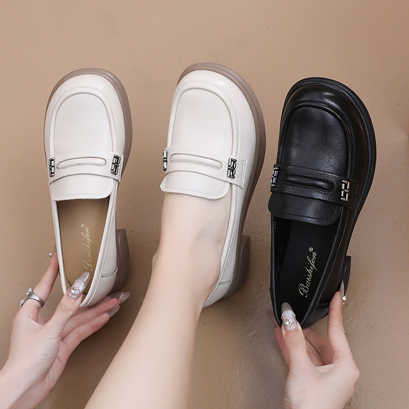 真皮羊皮简约百搭乐福鞋一脚蹬2025春秋新款软底妈妈鞋透气小皮鞋,女鞋,乐福鞋（豆豆鞋）,淘宝优惠券,粉丝福利购,淘宝优惠卷