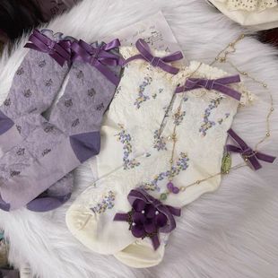 元素卢瓦尔葡萄园中筒袜子洛丽塔风格女袜春秋款透气百搭少女