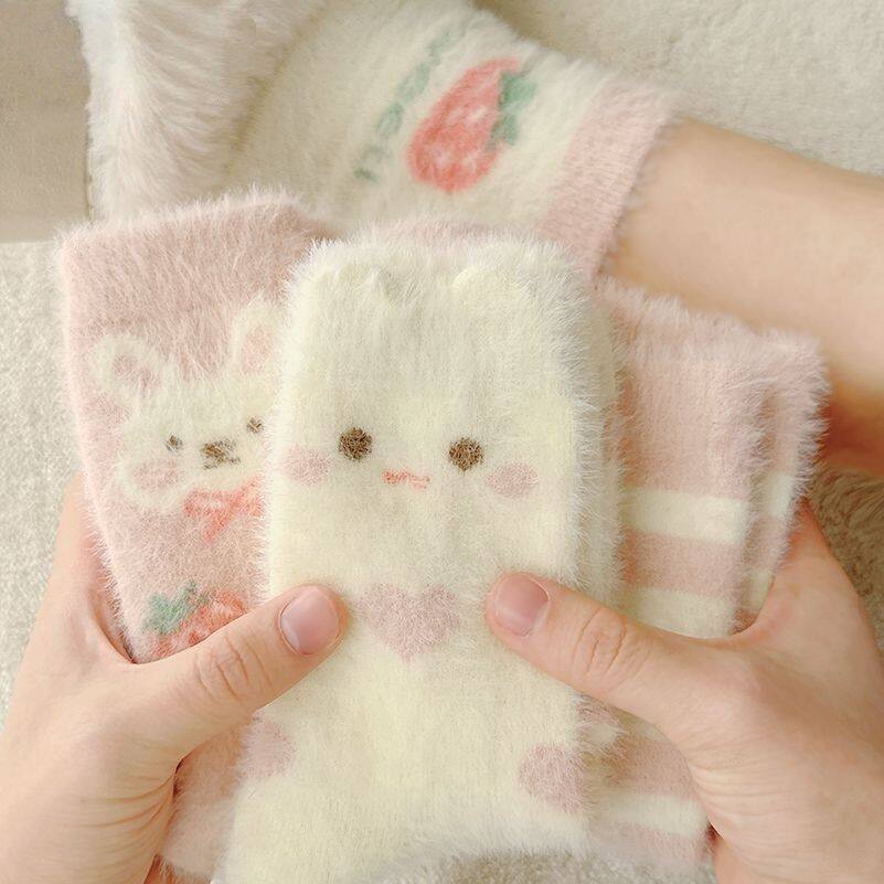 好可爱秋季水貂绒加厚保暖卡通粉