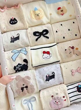 白色袜子女中筒春夏款ins百搭蝴蝶结点子耳边日系可爱韩版学院风