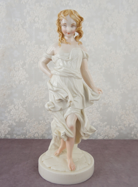 西洋收藏品 德国手工制作陶瓷人偶 欧式复古居家装饰瓷偶摆件