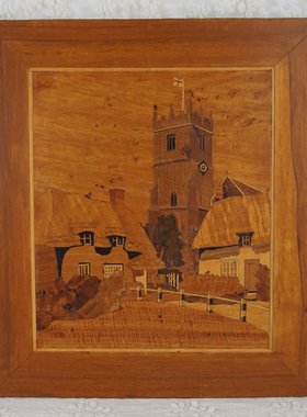 西洋收藏品 美国手工制作人物图案木板画 挂画装饰摆件家居装饰品