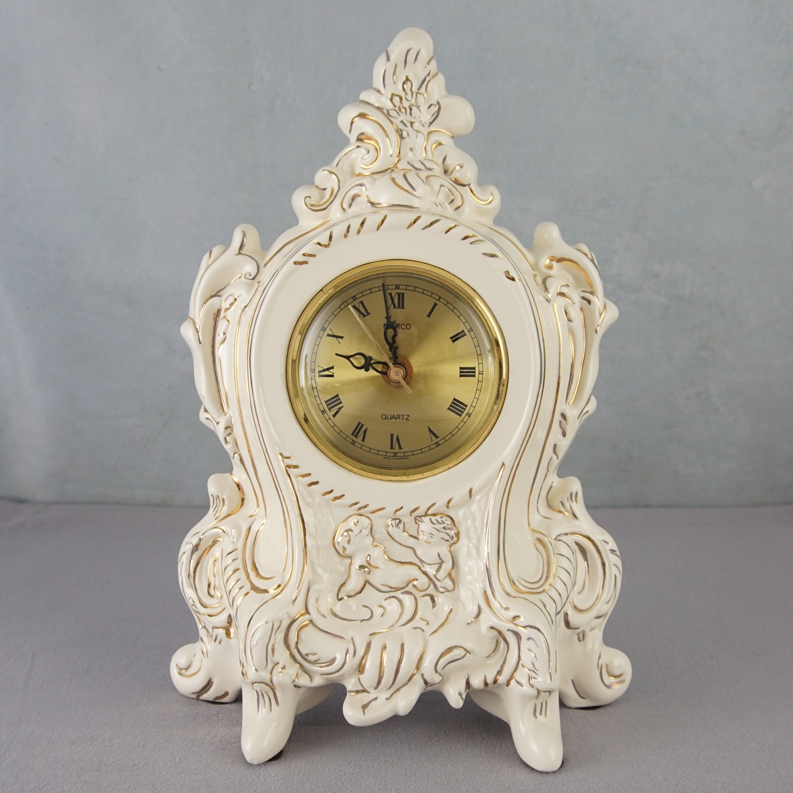 西洋收藏品 德国手工制作陶瓷电子表座钟 欧式复古钟表装饰摆件