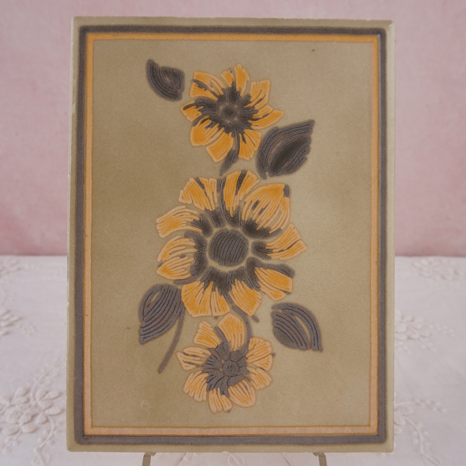 西洋收藏品 意大利手工制作瓷砖画 欧式复古陶瓷装饰摆件