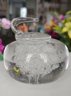 西洋收藏品 手工制作水晶玻璃冰球镇纸器 欧式复古装饰摆件