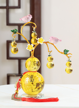 新中式金色水晶招财葫芦摆件