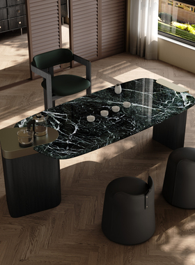 奢石岩板轻奢茶桌椅功夫茶台现代简约艺术大别墅阳台茶桌椅子组合