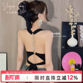 夏日辣妹吊带背心女一体式 自带胸垫挂脖美背内衣外穿设计感上衣