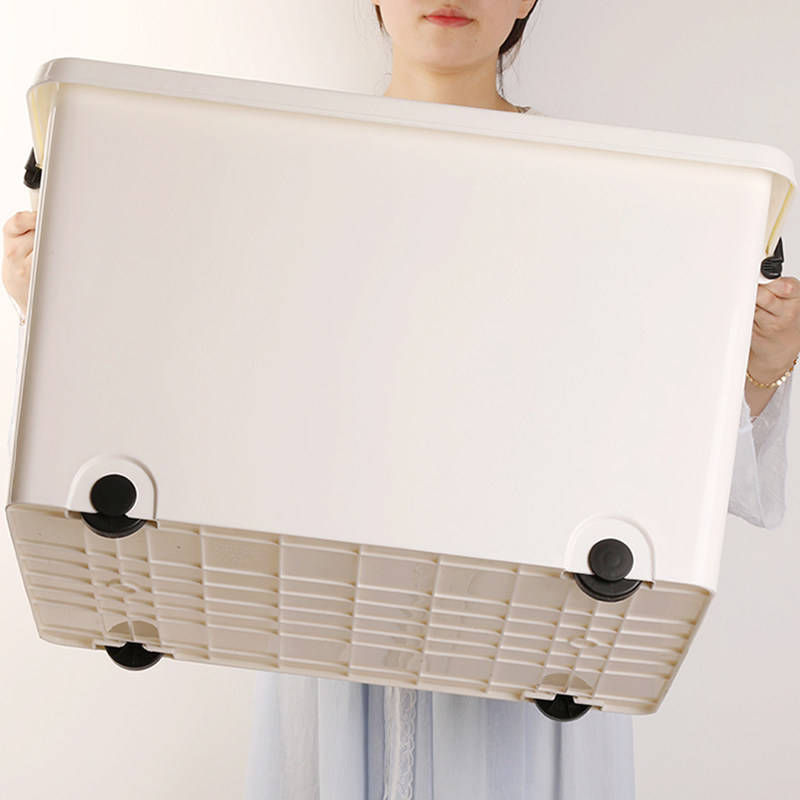 收纳箱带滑轮简约白塑料箱特大号加厚家用玩具被子衣服整理箱有盖,收纳整理,收纳箱,淘宝优惠券,粉丝福利购,淘宝优惠卷