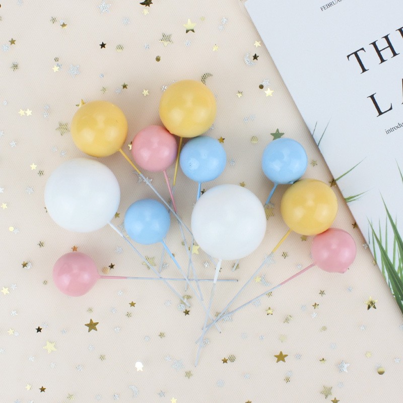 ins网红金属球球蛋糕装饰粉蓝金色生日摆件圆球球甜品台烘焙插件