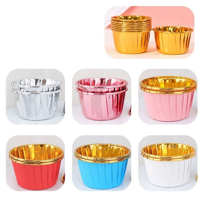 烘焙蛋糕纸托红金银卷边防油耐高温烘烤卷口杯子订婚生日派对甜品