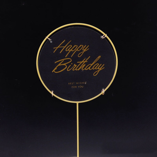 happy birthday透明亚克力铁艺圆形花环小仙女生日蛋糕装饰插件