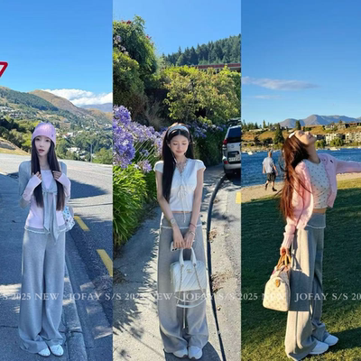 翻腰蕾丝 甜美休闲百搭舒服裤 K1769