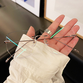 大框纯钛无边框近视眼镜女素颜神器无框眼睛可配有度数超轻镜架女