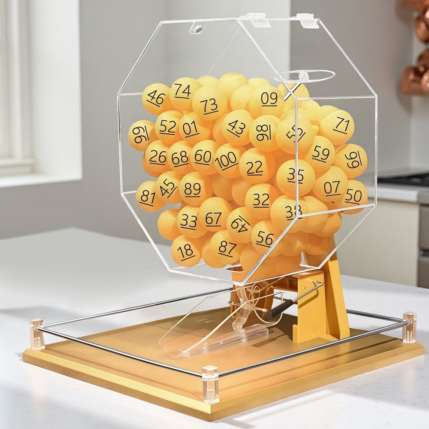 金色大号手动幸运摇号机摇奖机大转盘双色球摇球机选号器抽奖顺摇