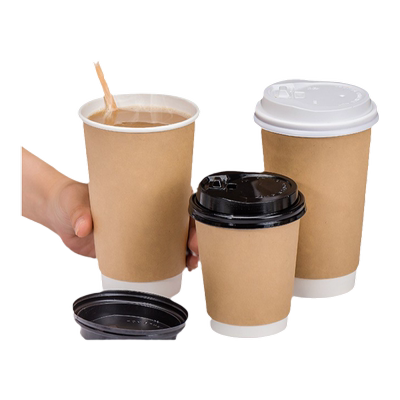 一次性咖啡杯带盖双层奶茶杯子