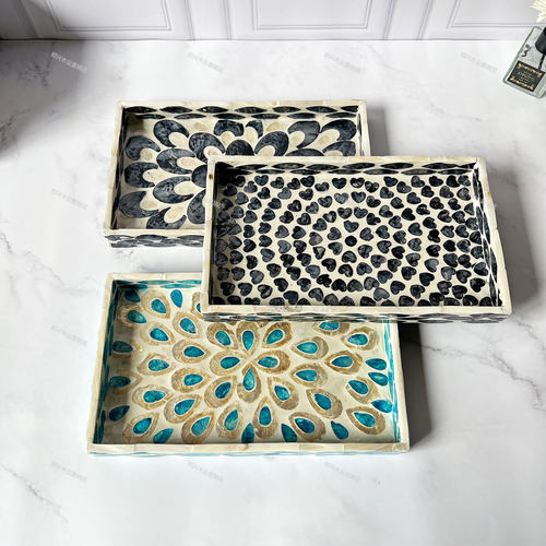 天然贝壳托盘高颜值贝母茶盘家用ins收纳盘桌面置物盘子北欧轻奢