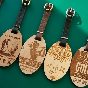 高尔夫球包姓名吊牌定制实木雕刻名字铭札挂件团队用品配件礼物牌