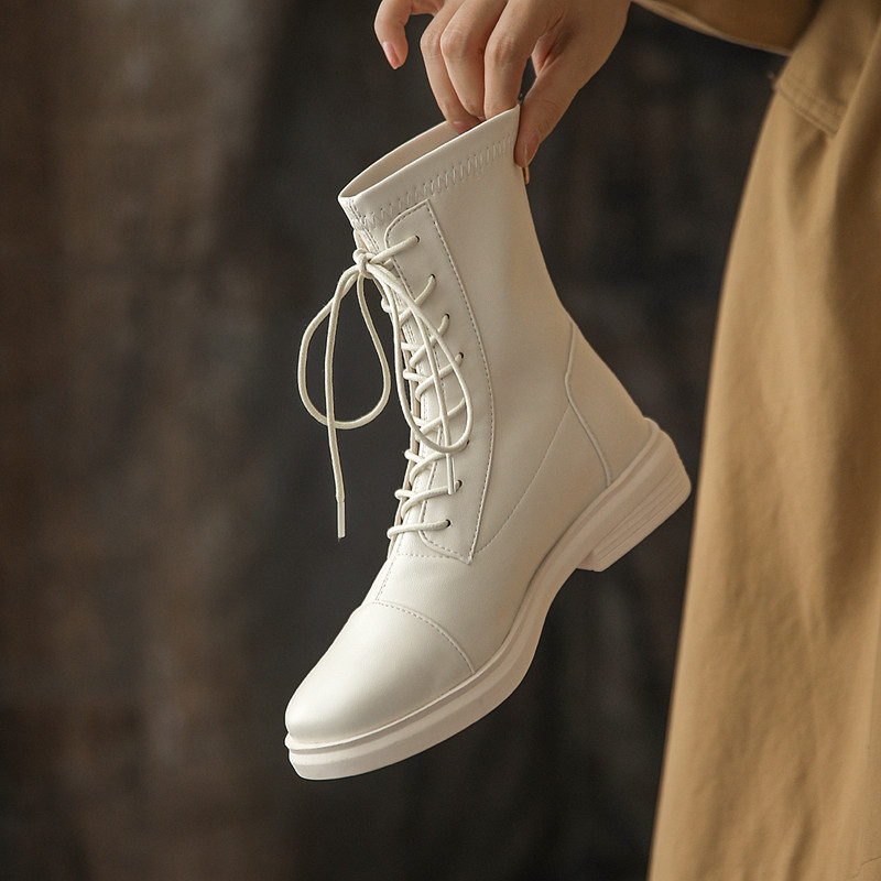 弹力拼接短靴女大码41-43马丁靴