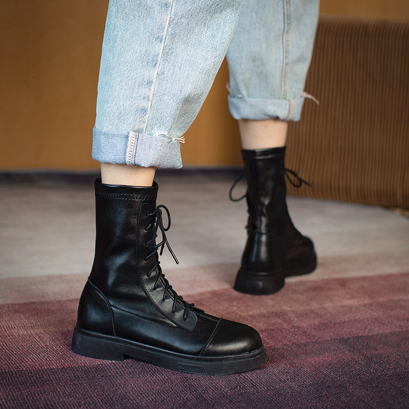 马丁靴女秋冬瘦瘦弹力短靴大码