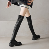 ladyblack厚底中跟显瘦过膝弹力瘦瘦长靴女秋冬大码 子骑士靴41