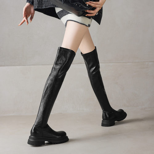 厚底中跟显瘦过膝弹力瘦瘦长靴女