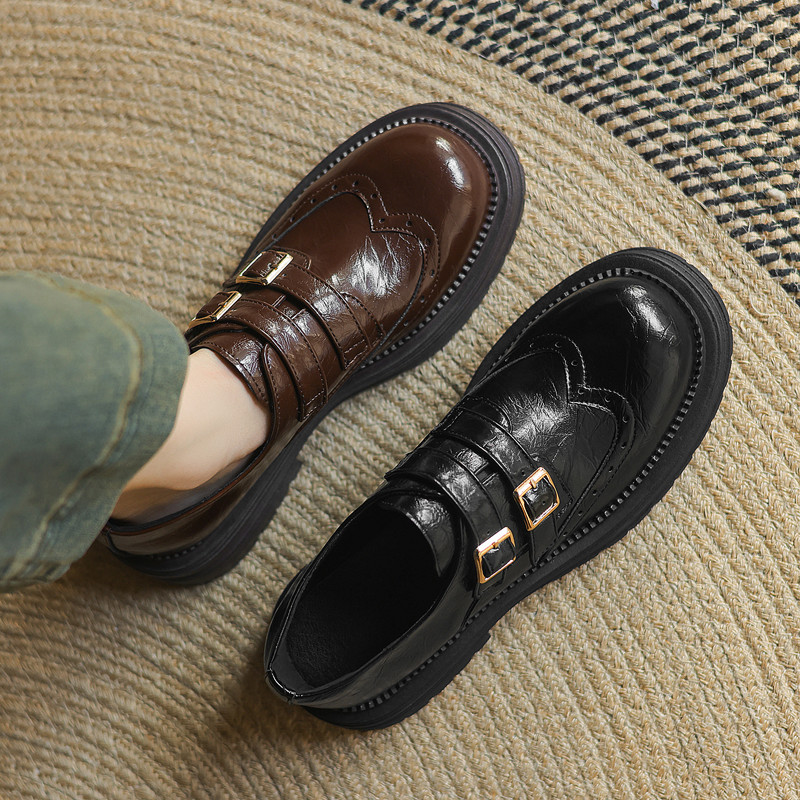 中跟皮带扣深口单鞋女懒人乐福鞋