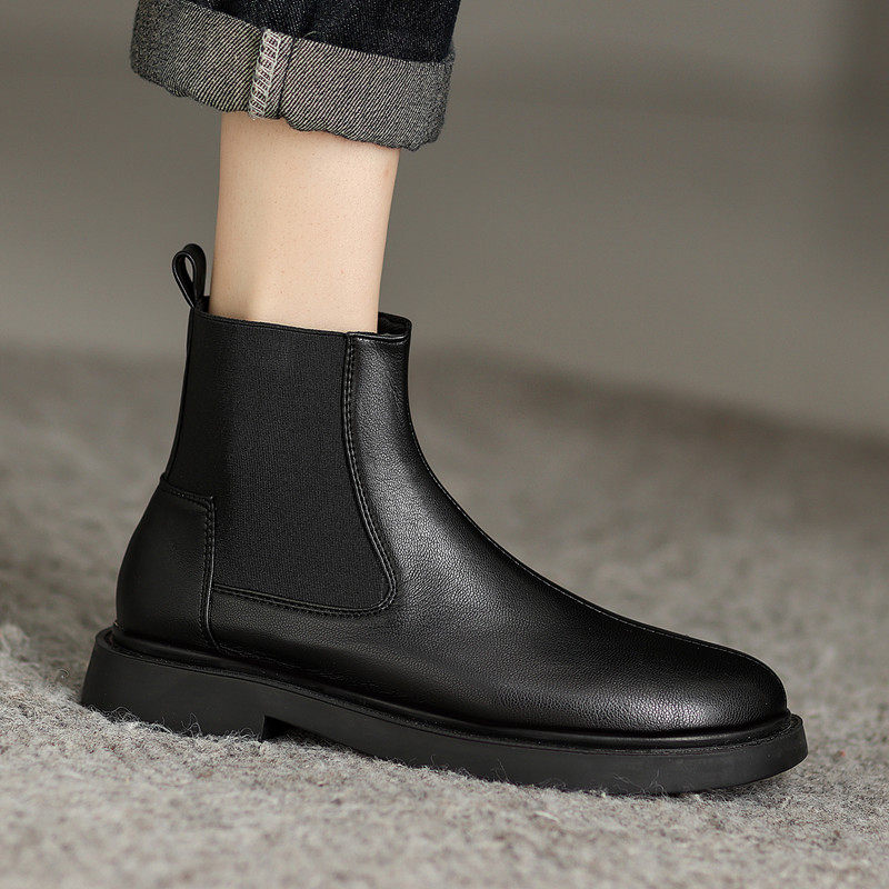 ladyblack厚底中跟显瘦一脚蹬套筒复古切尔西秋冬大码短靴子41-43,女鞋,切尔西靴,淘宝优惠券,粉丝福利购,淘宝优惠卷
