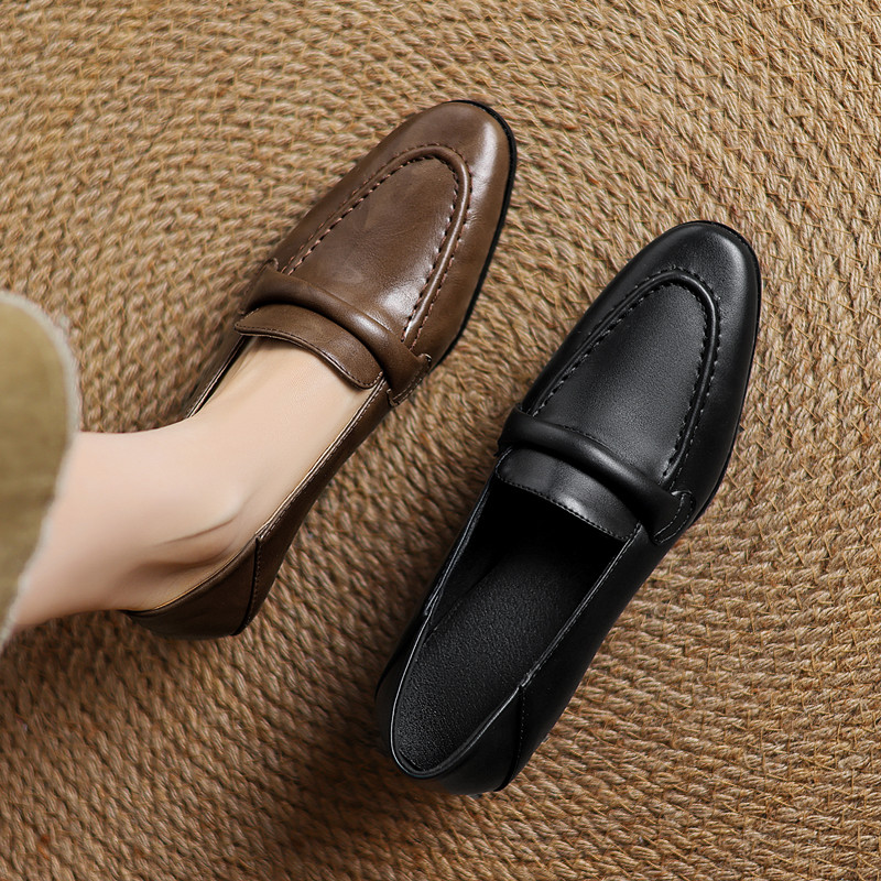 乐福单鞋女复古大码小皮鞋41-43